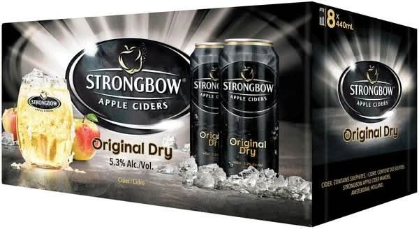 Strongbow Original Dry Cider, Apple (8 X 440 Ml)