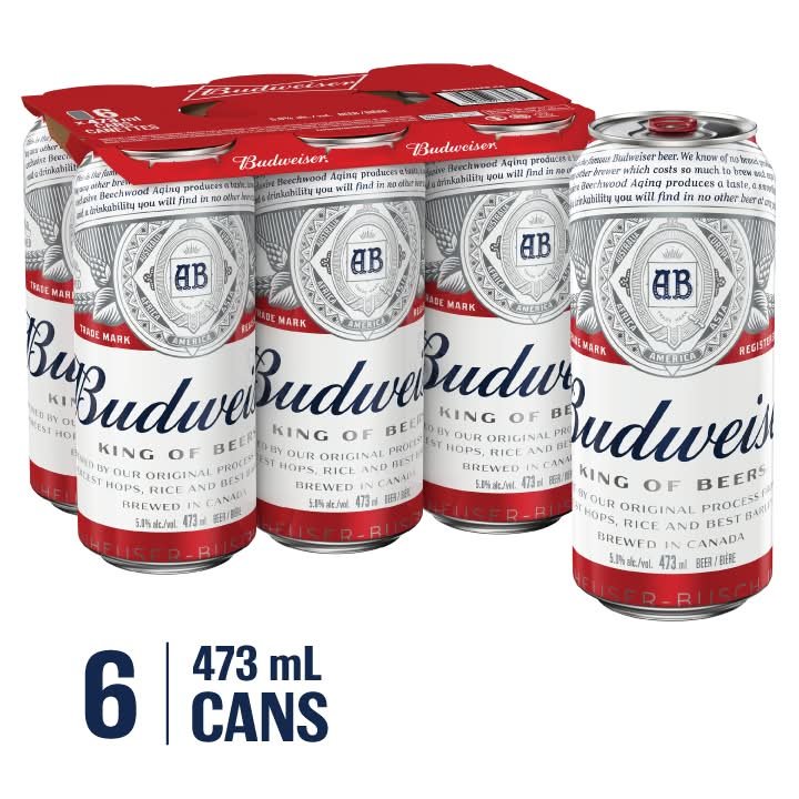 Budweiser Lager Beer (6 X 473 Ml)
