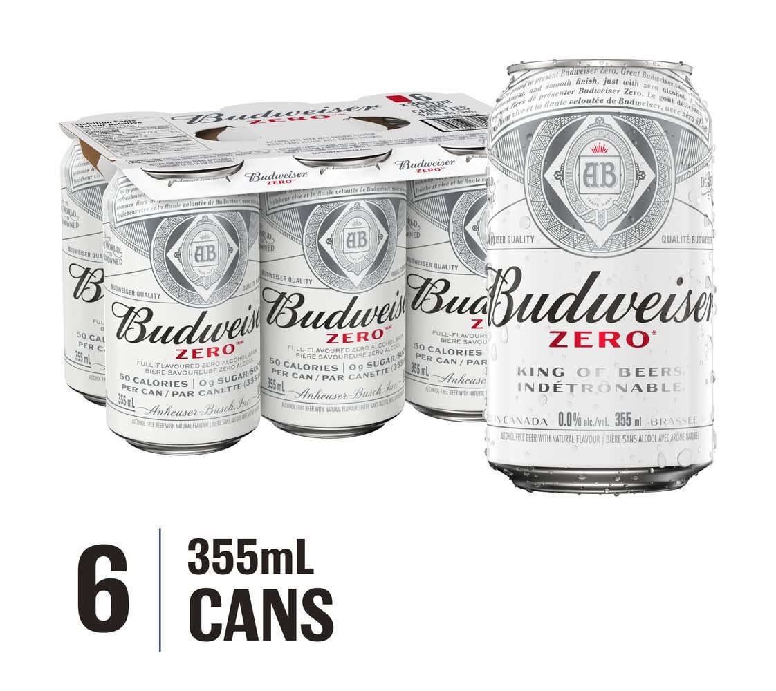 Budweiser Zero Alcohol Beer (6 X 355 Ml)