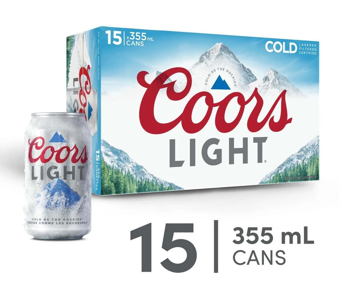 Coors Light Lager Beer (15 X 355 Ml)
