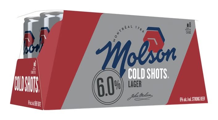 Molson Cold Shots Lager Beer (8 X 222 Ml)