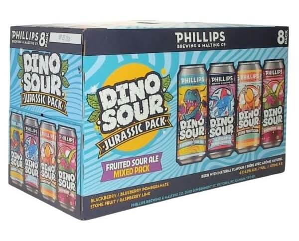 Phillips Brewing & Malting Co. Dinosour Jurassic Fruited Ale Mixed Pack Beer, Assorted (8 X 473 Ml)