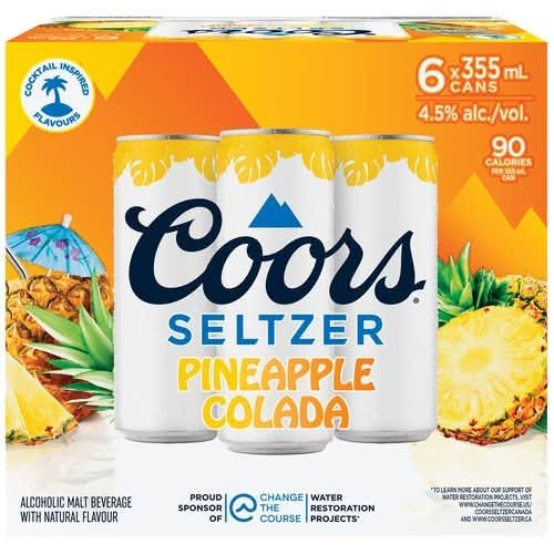 Coors Alcohol Malt Seltzer, Pineapple Colada (6 X 355 Ml)
