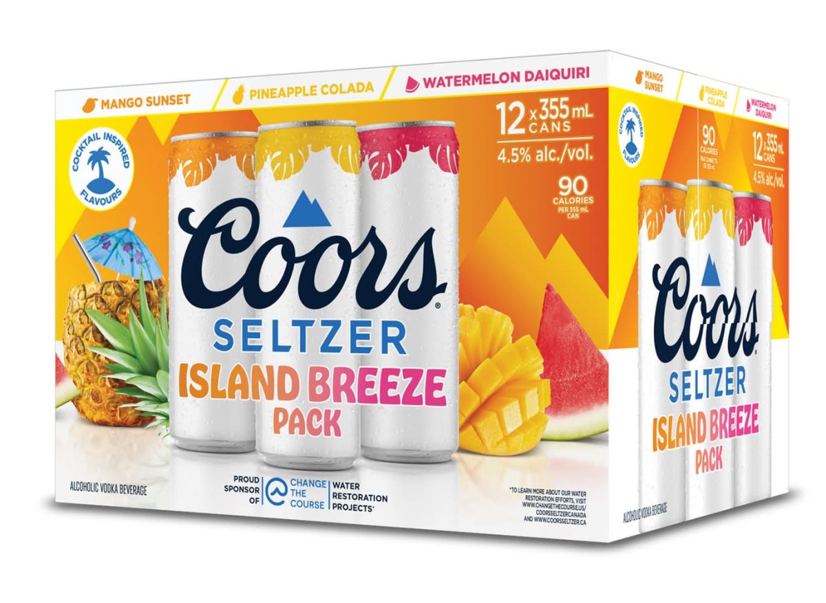 Coors Island Breeze Seltzer Pack, Mango Sunset-Pineapple Colada-Watermelon Daiquiri (12 X 355 Ml)