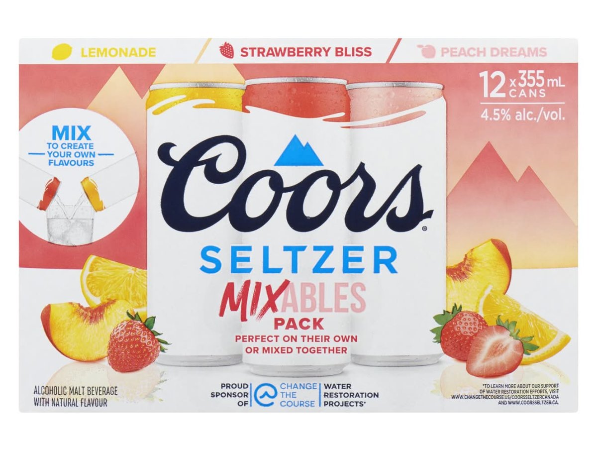 Coors Seltzer Mixables Variety Pack, Lemonade-Strawberry Bliss-Peach Dreams (12 X 355 Ml)