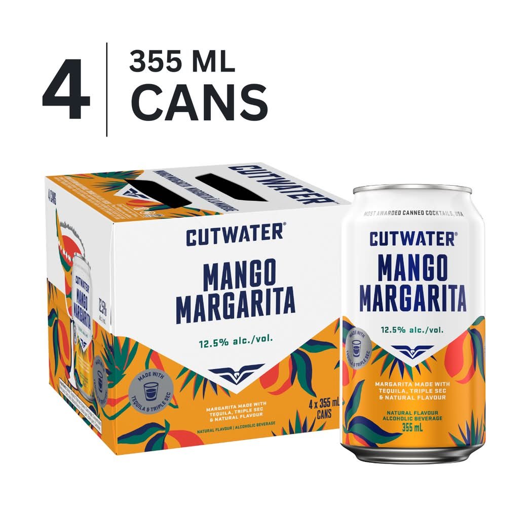 Cutwater Spirits Margarita Tequila Cocktails, Mango (4 X 355 Ml)