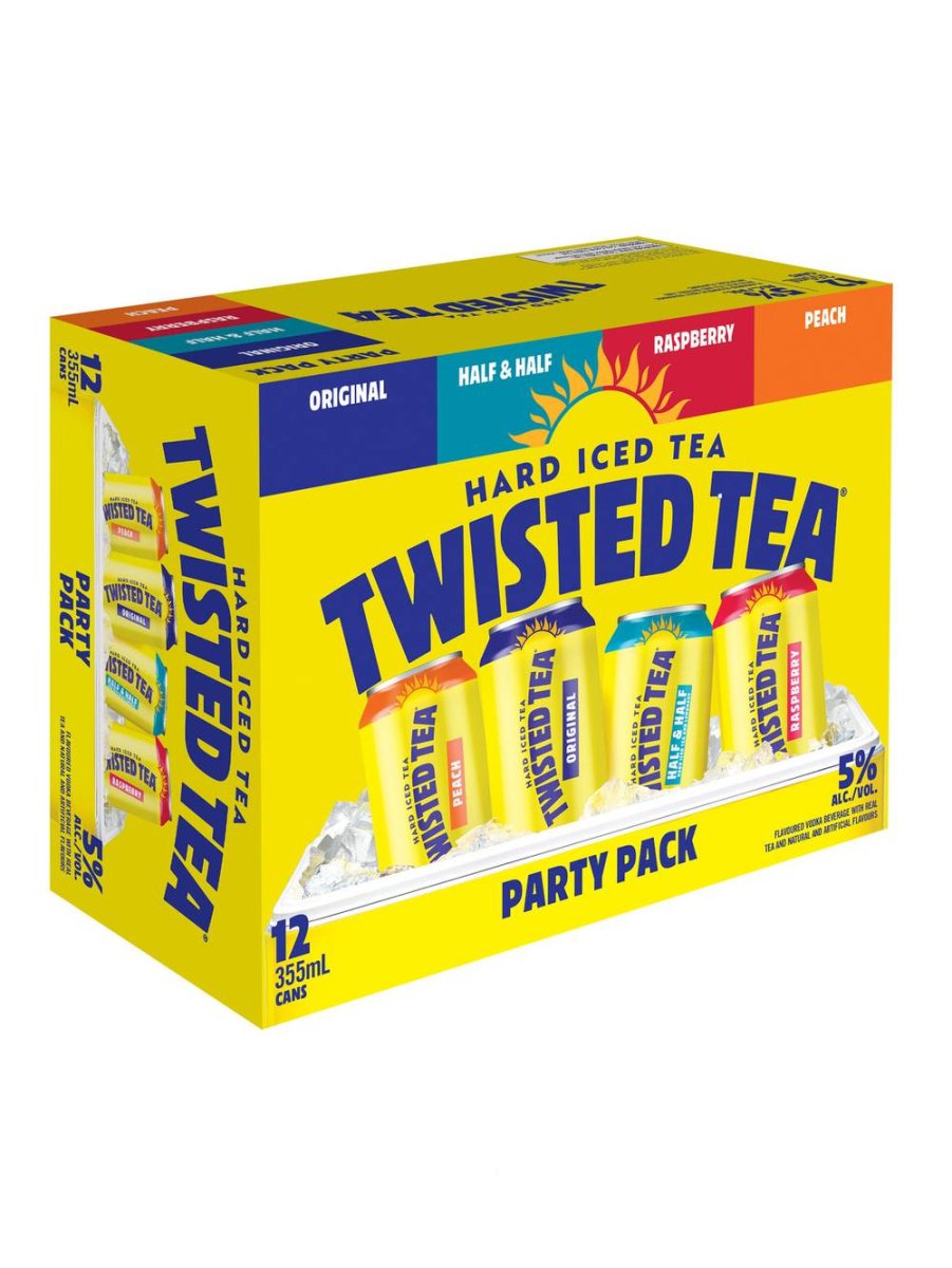 Twisted Tea Hard Iced Tea Party Pack, Original-Half & Half- Raspberry-Peach (12 X 355 Ml)