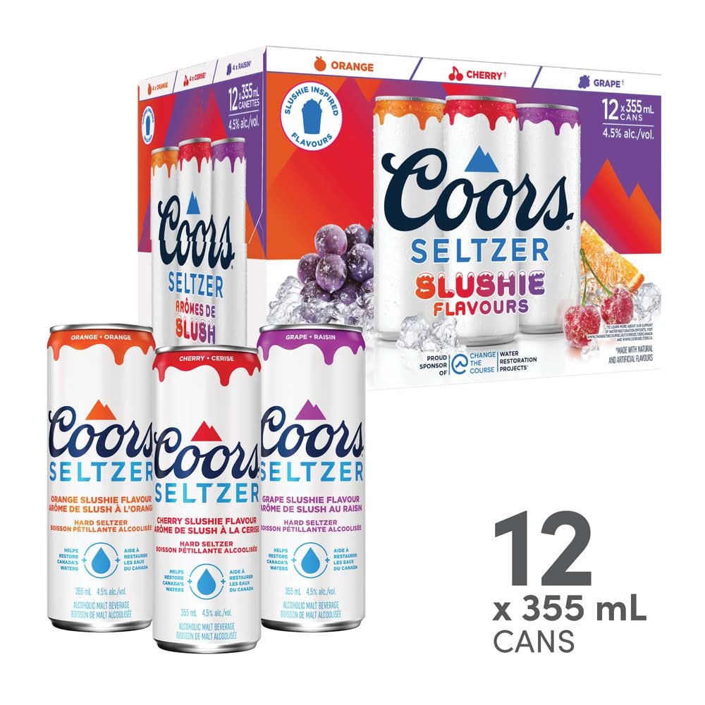 Coors Hard Seltzer, Grape-Orange-Cherry (12 X 355 Ml)
