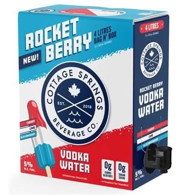 Cottage Springs Beverage Co. Rocket Berry Still Vodka Water, Cherry-Lime-Blue Raspberry (12 X 333 Ml)