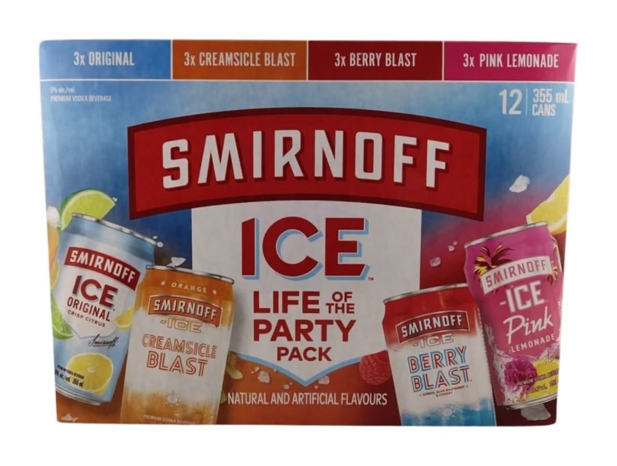 Smirnoff Ice Life Of The Party Pack, Original-Creamsicle Blast-Berry Blast-Pink Lemonade (12 X 355 Ml)