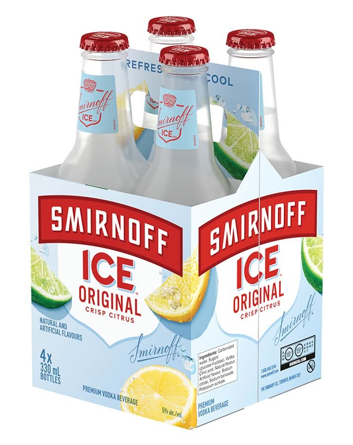 Smirnoff Ice Original Premium Vodka, Crisp Citrus (4 X 330 Ml)