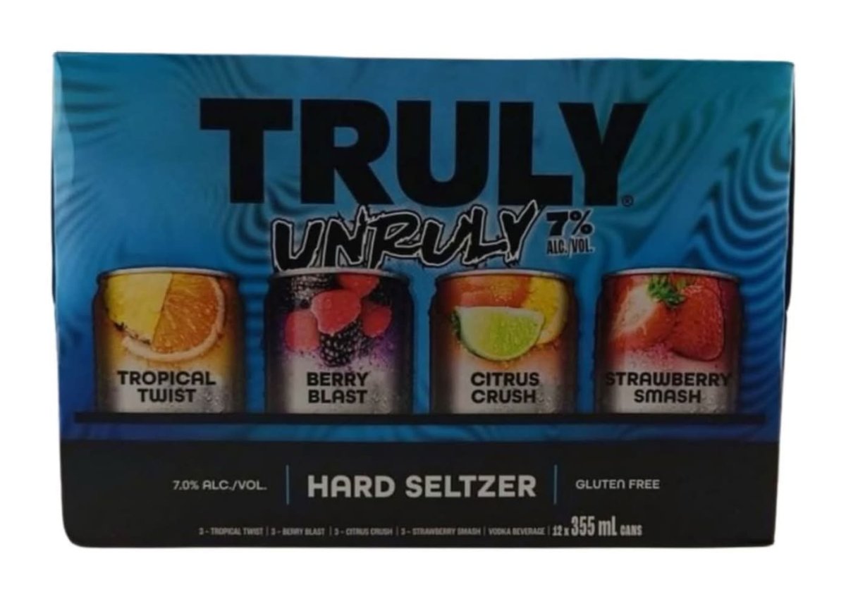 Truly Unruly Hard Seltzer Variety Pack, Tropical Twist-Berry Blast-Citrus Crush-Strawberry Smash (12 X 355 Ml)