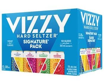 Vizzy Hard Seltzer Beverage Signature Pack, Blackberry Lemon-Papaya Passionfruit-Watermelon Strawberry-Raspberry Tangerine (12 X 355 Ml)