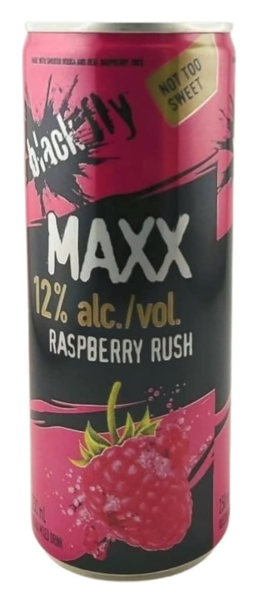 Black Fly Maxx Vodka Mixed Drink, Raspberry Rush (250 Ml)