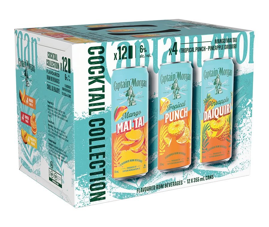 Captain Morgan Rum Cocktail Collection Pack, Assorted (12 X 355 Ml)