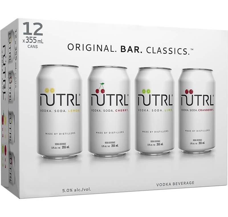 Ntrl Original Bar Classics Vodka Soda Variety Pack, Lemon-Cherry-Lime-Cranberry (12 X 355 Ml)